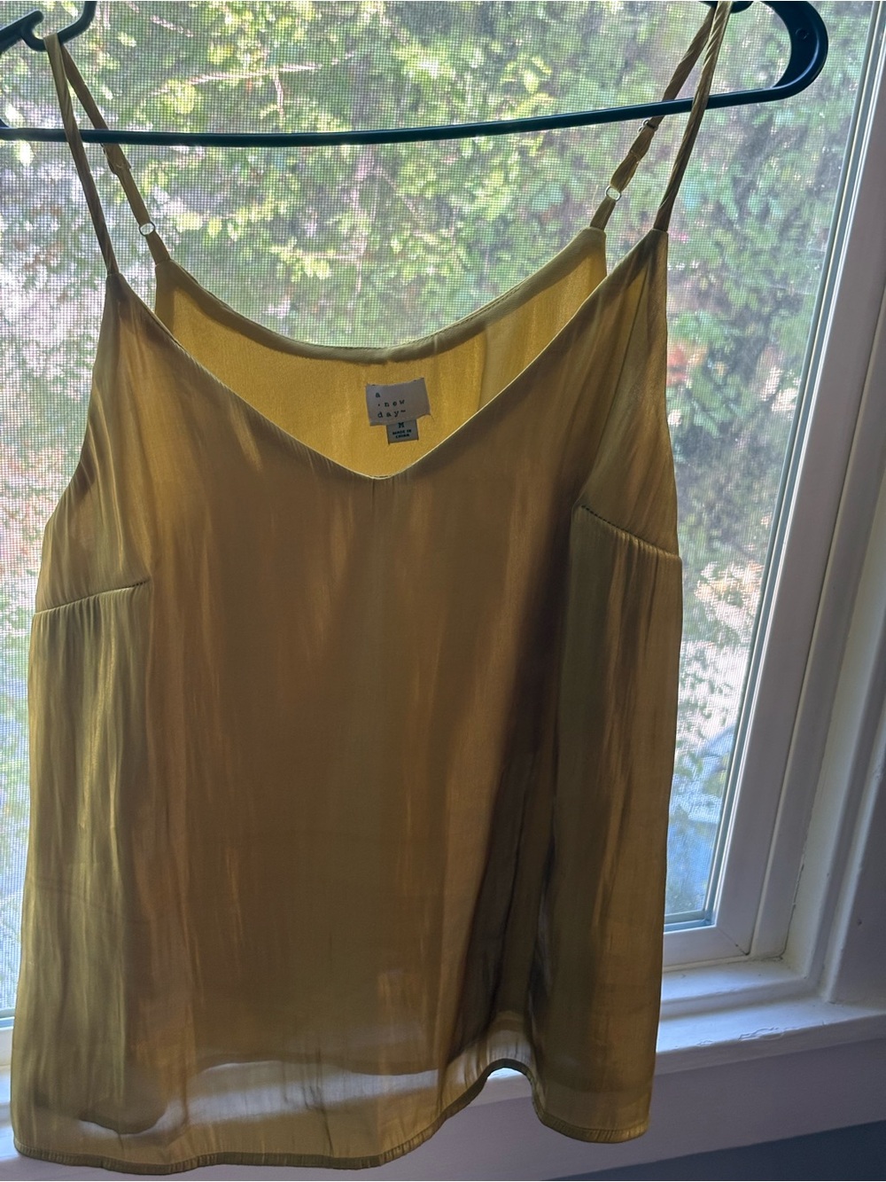 a new day chartreuse Satin Cami Top